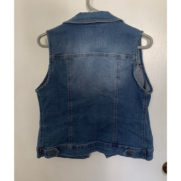 Artisan Ny Denim Jean Vest Large Med Wash Chest Pockets Casual Everyday EUC Md - Picture 3 of 3